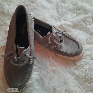Girls Sperrys Size 3m Like New Grey Sparkly
